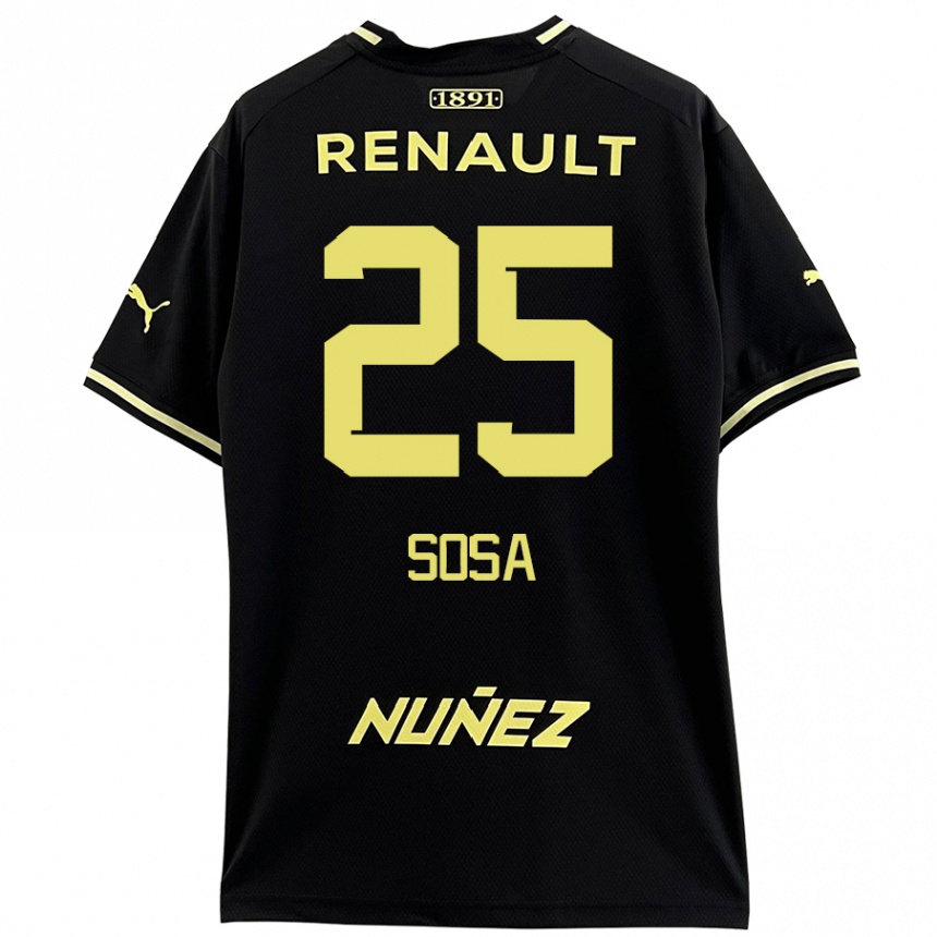 Niño Fútbol Camiseta Ignacio Sosa #25 Negro Amarillo 2ª Equipación 2024/25