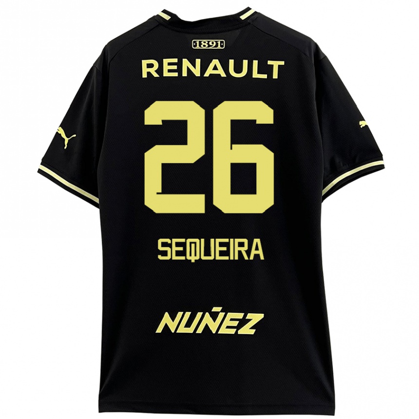 Niño Fútbol Camiseta Leonardo Sequeira #26 Negro Amarillo 2ª Equipación 2024/25