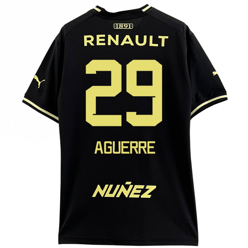 Niño Fútbol Camiseta Washington Aguerre #29 Negro Amarillo 2ª Equipación 2024/25