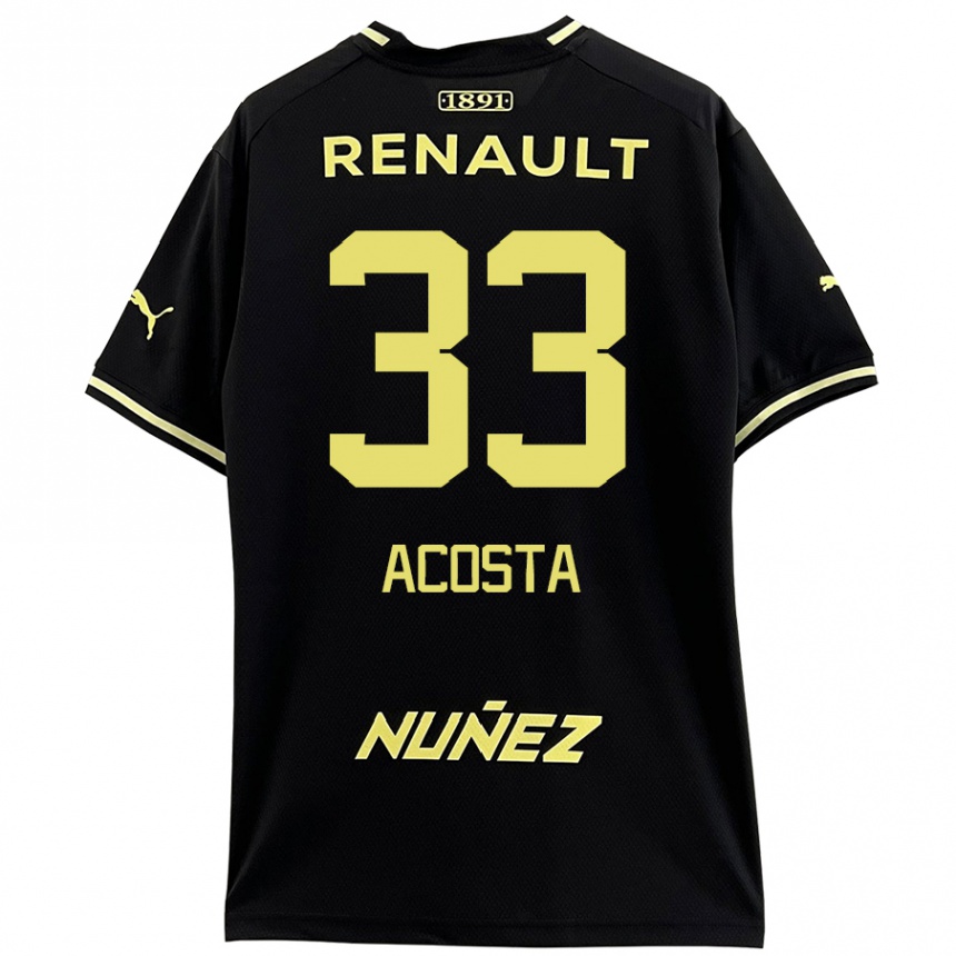 Niño Fútbol Camiseta Nahuel Acosta #33 Negro Amarillo 2ª Equipación 2024/25