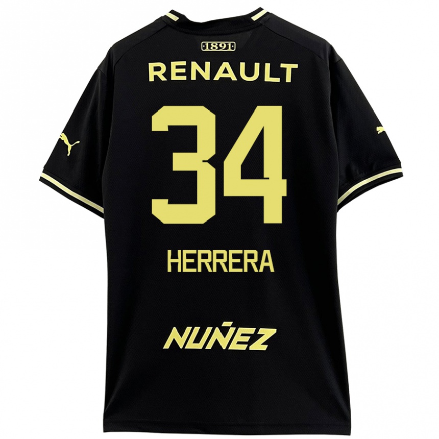 Niño Fútbol Camiseta Nahuel Herrera #34 Negro Amarillo 2ª Equipación 2024/25