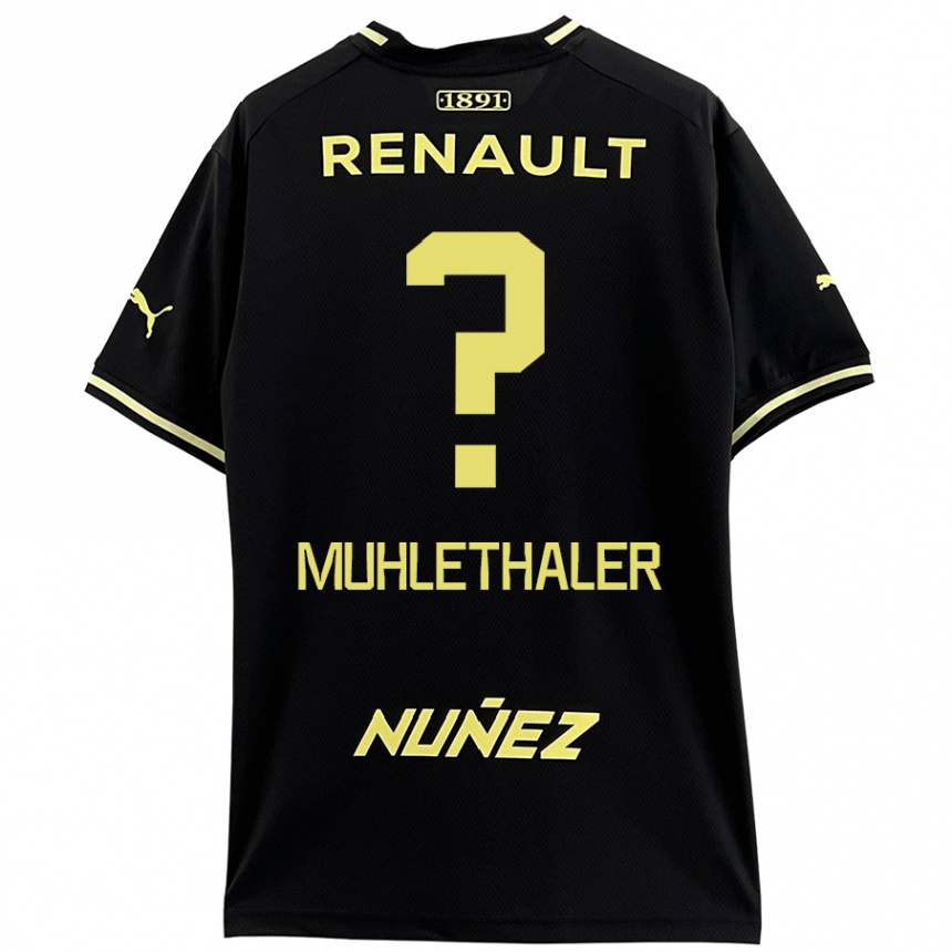 Niño Fútbol Camiseta Stiven Muhlethaler #0 Negro Amarillo 2ª Equipación 2024/25