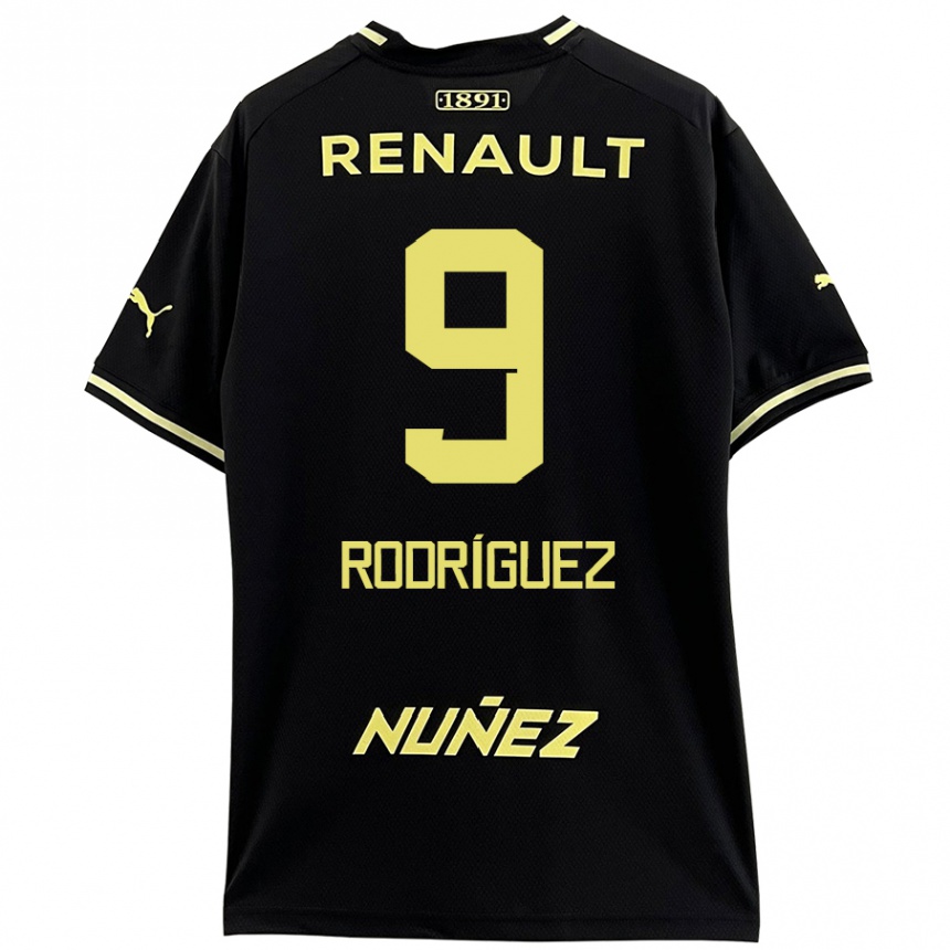 Niño Fútbol Camiseta Agustín Rodríguez #9 Negro Amarillo 2ª Equipación 2024/25