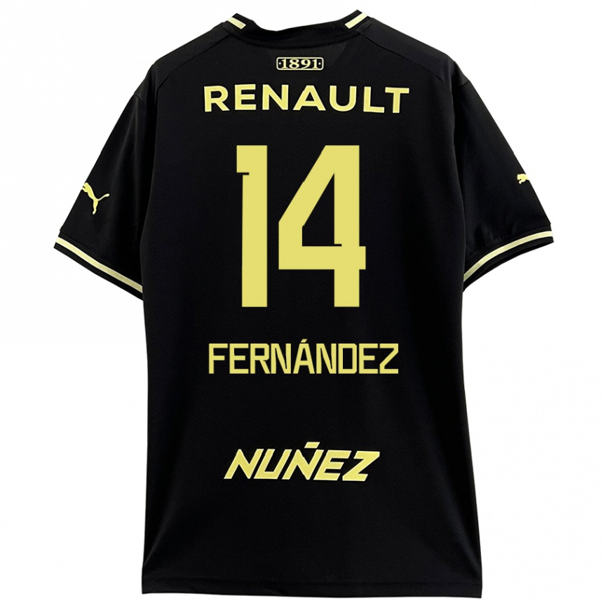 Niño Fútbol Camiseta Faustino Fernández #14 Negro Amarillo 2ª Equipación 2024/25