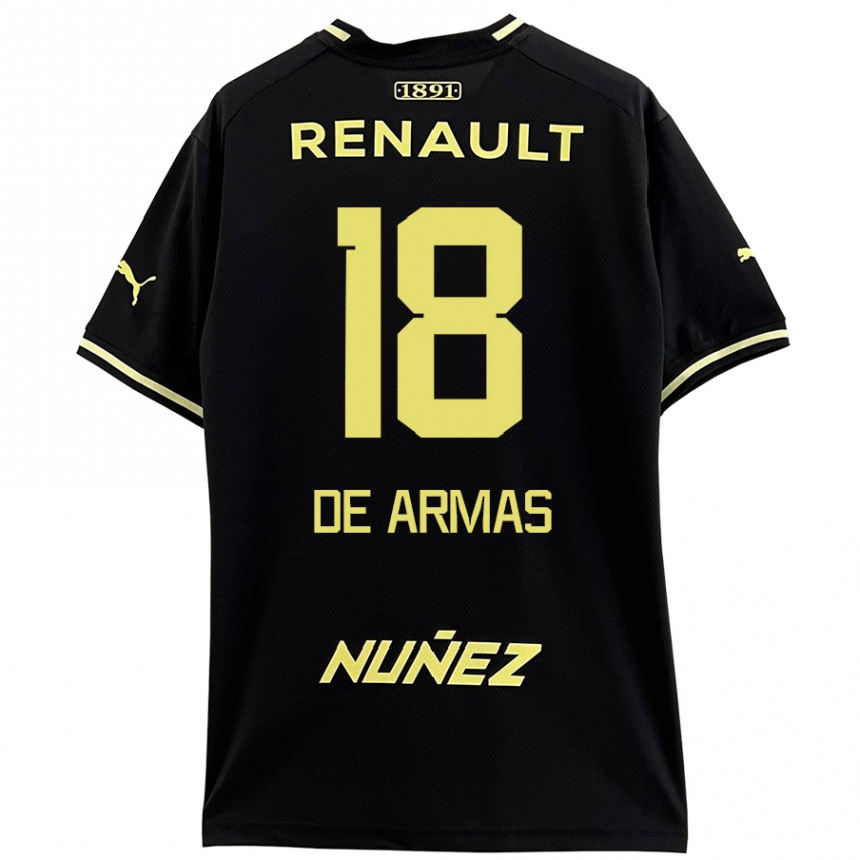 Niño Fútbol Camiseta Nahuel De Armas #18 Negro Amarillo 2ª Equipación 2024/25