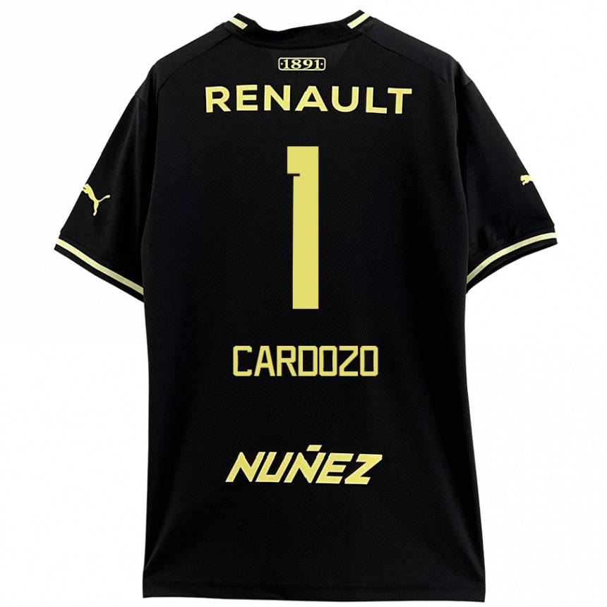 Niño Fútbol Camiseta Thiago Cardozo #1 Negro Amarillo 2ª Equipación 2024/25