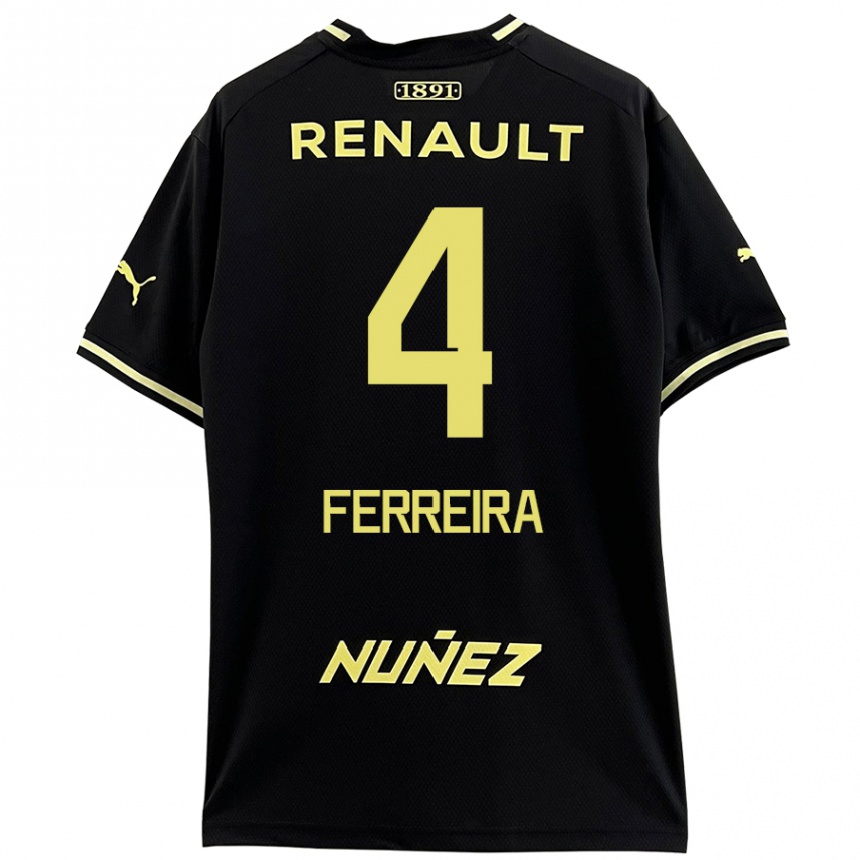 Niño Fútbol Camiseta Joaquín Ferreira #4 Negro Amarillo 2ª Equipación 2024/25