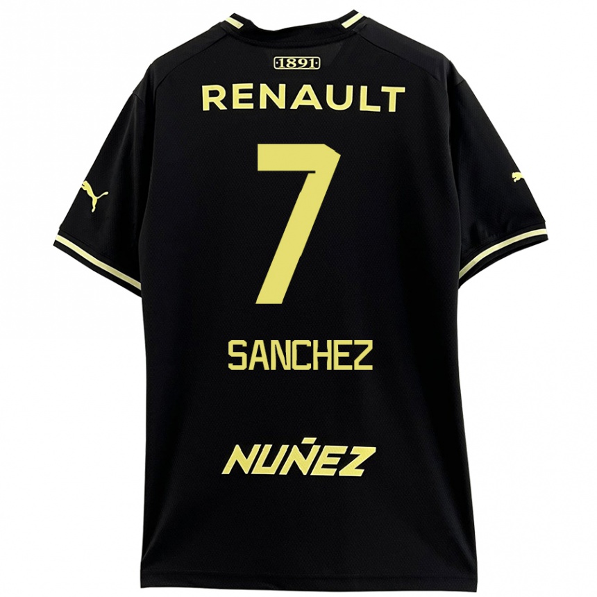 Niño Fútbol Camiseta Carlos Sánchez #7 Negro Amarillo 2ª Equipación 2024/25