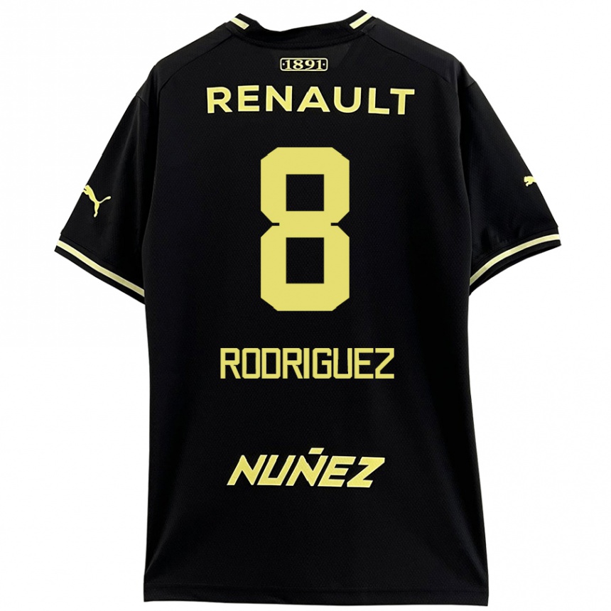 Niño Fútbol Camiseta Sebastián Rodríguez #8 Negro Amarillo 2ª Equipación 2024/25