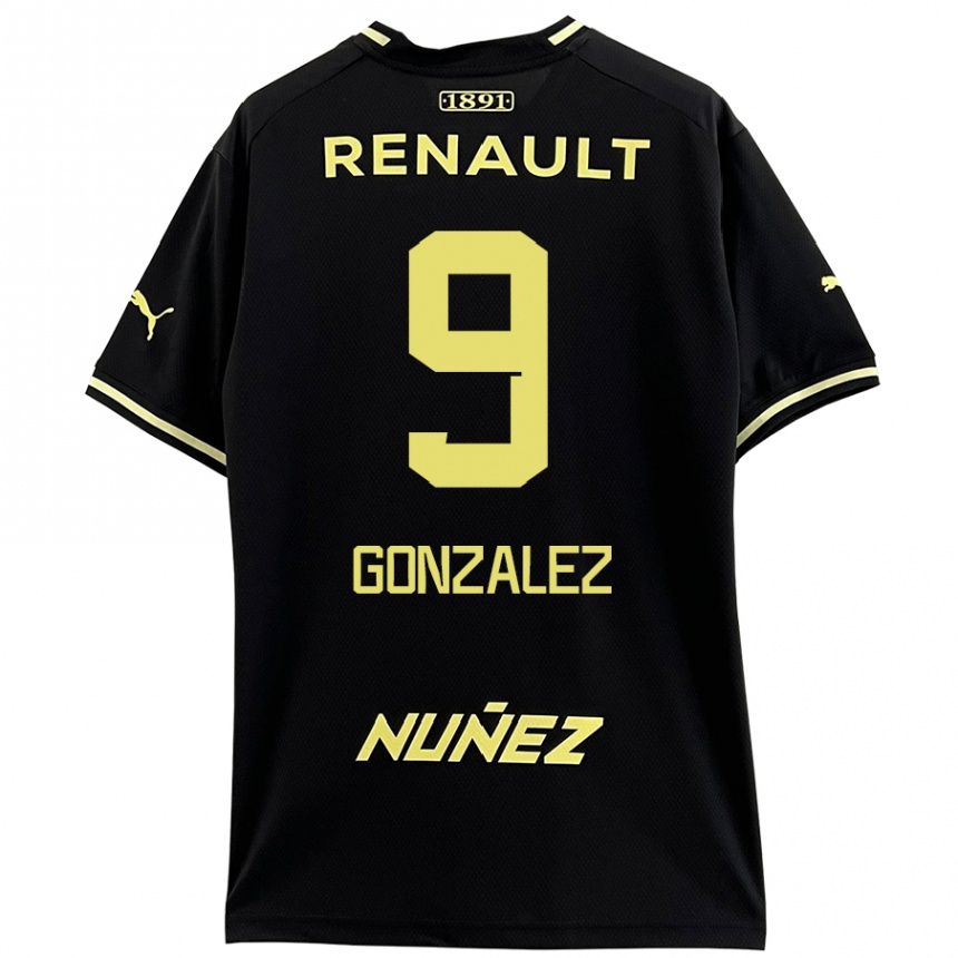 Niño Fútbol Camiseta Franco González #9 Negro Amarillo 2ª Equipación 2024/25