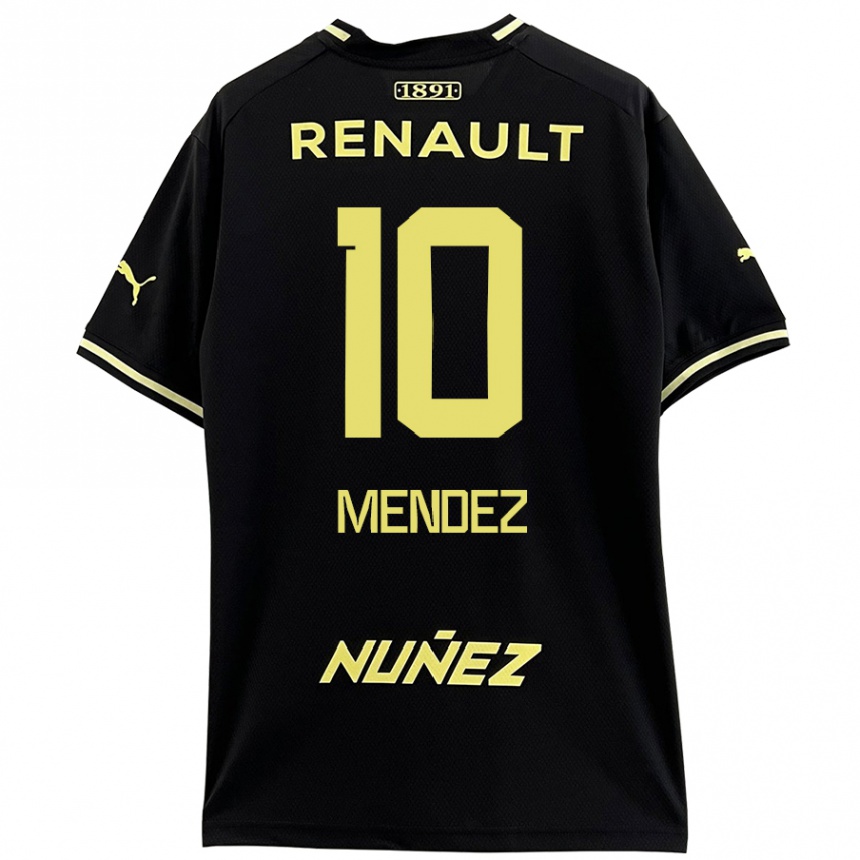 Niño Fútbol Camiseta Kevin Méndez #10 Negro Amarillo 2ª Equipación 2024/25