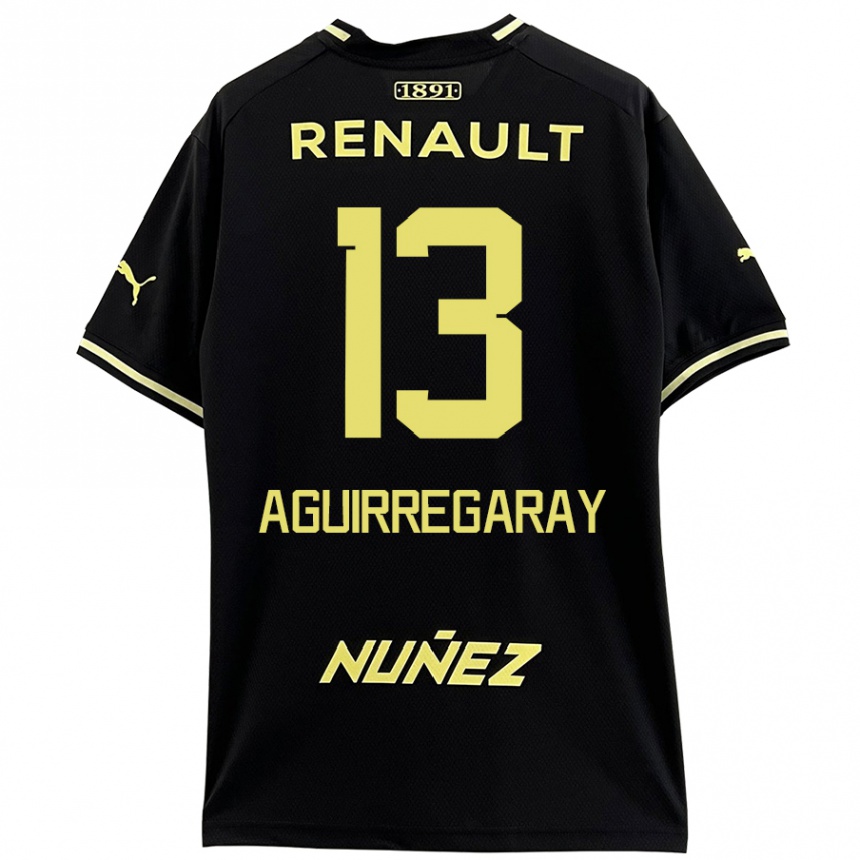 Niño Fútbol Camiseta Matías Aguirregaray #13 Negro Amarillo 2ª Equipación 2024/25