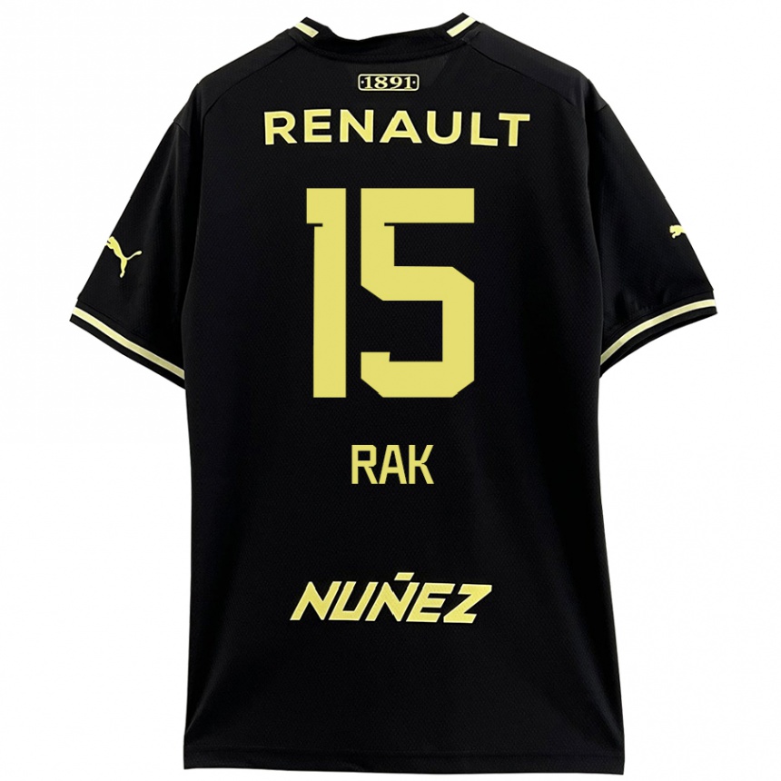 Niño Fútbol Camiseta Yonatthan Rak #15 Negro Amarillo 2ª Equipación 2024/25