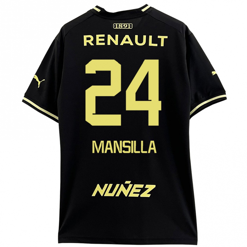 Niño Fútbol Camiseta Brian Mansilla #24 Negro Amarillo 2ª Equipación 2024/25