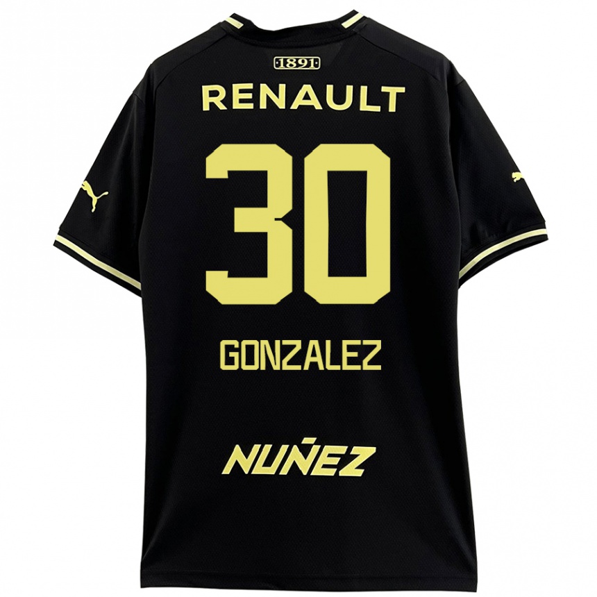 Niño Fútbol Camiseta Ángel González #30 Negro Amarillo 2ª Equipación 2024/25