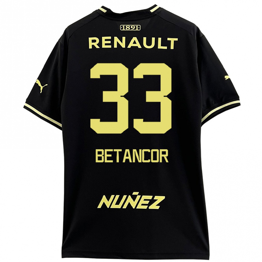 Niño Fútbol Camiseta Bruno Betancor #33 Negro Amarillo 2ª Equipación 2024/25