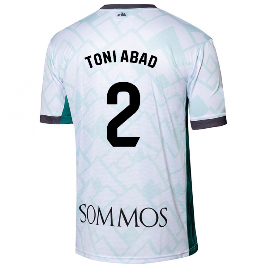 Niño Fútbol Camiseta Toni Abad #2 Blanco Verde 2ª Equipación 2024/25