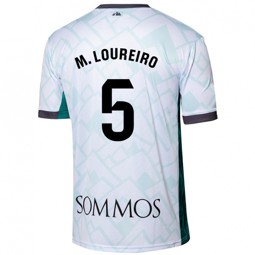 Niño Fútbol Camiseta Miguel Loureiro #5 Blanco Verde 2ª Equipación 2024/25