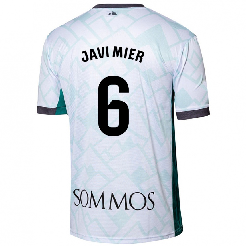 Niño Fútbol Camiseta Javi Mier #6 Blanco Verde 2ª Equipación 2024/25