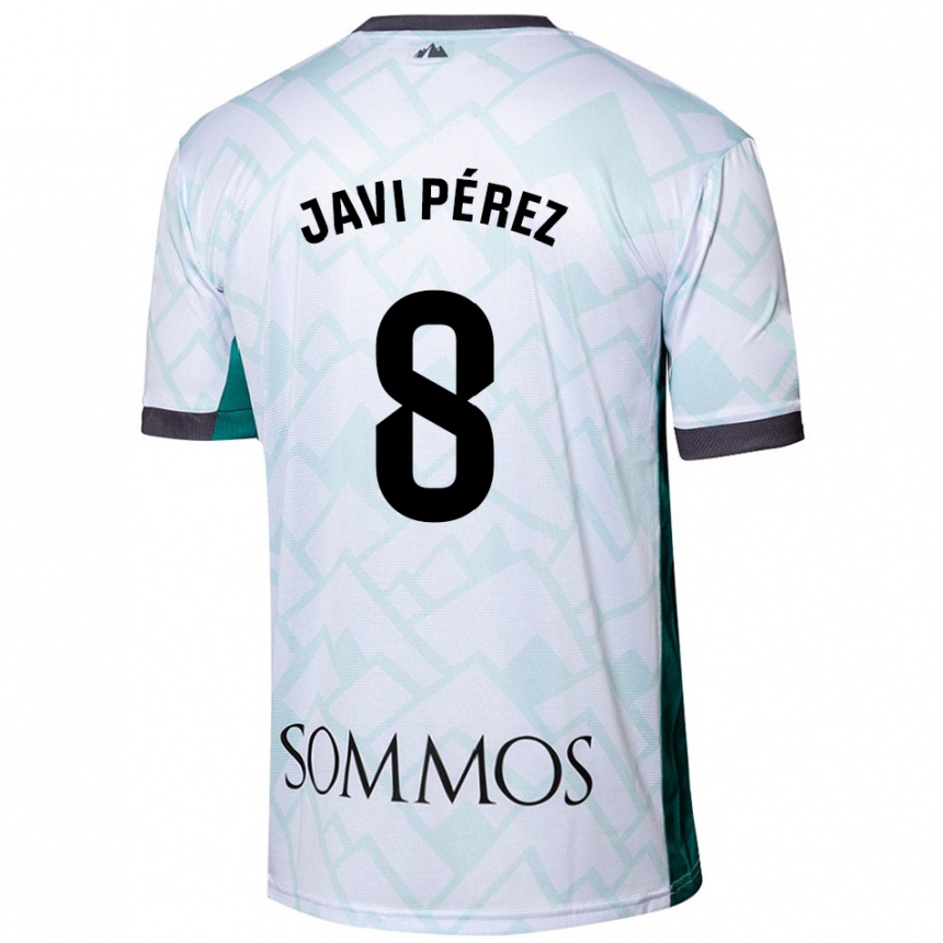 Niño Fútbol Camiseta Javi Pérez #8 Blanco Verde 2ª Equipación 2024/25