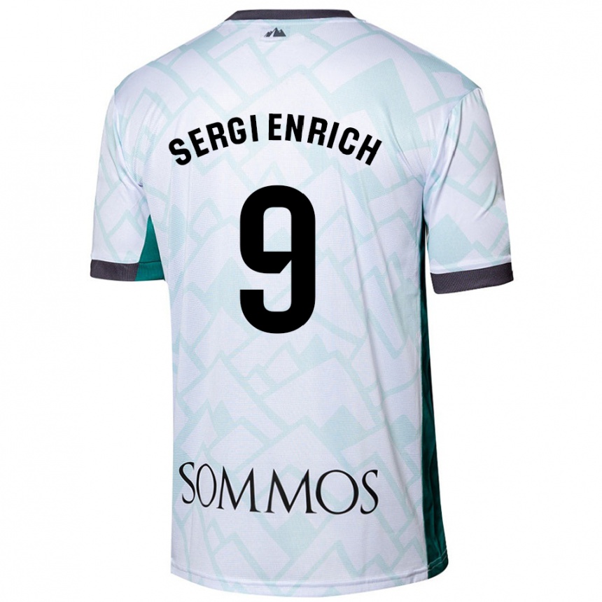 Niño Fútbol Camiseta Sergi Enrich #9 Blanco Verde 2ª Equipación 2024/25