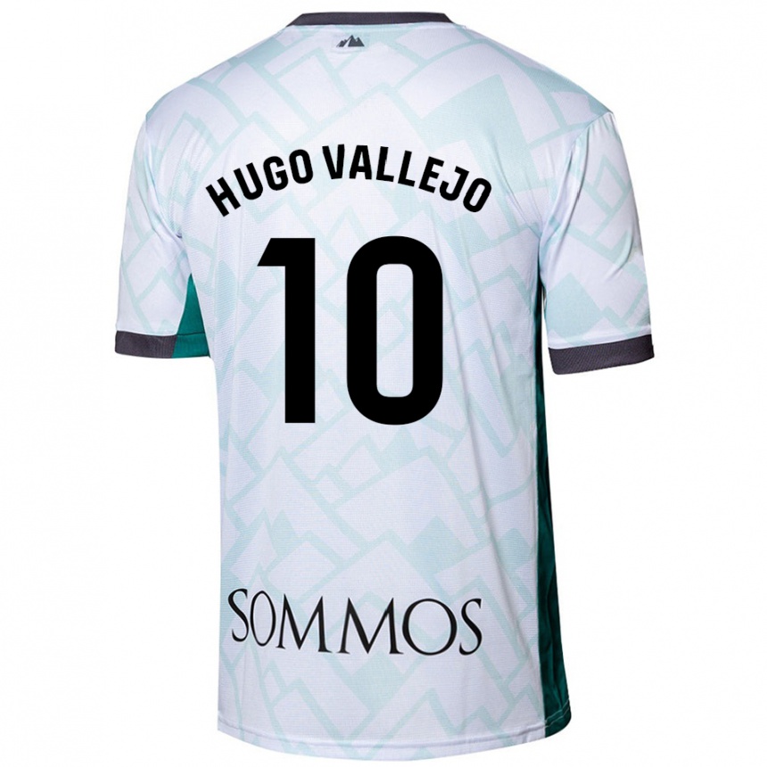 Niño Fútbol Camiseta Hugo Vallejo #10 Blanco Verde 2ª Equipación 2024/25