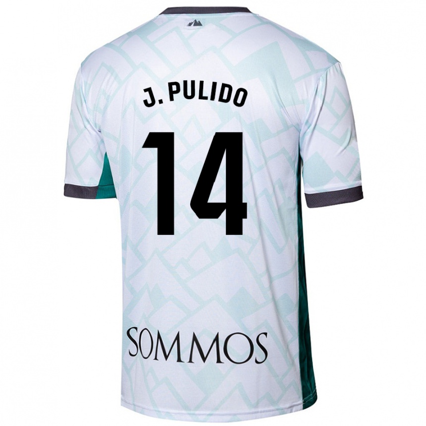 Niño Fútbol Camiseta Jorge Pulido #14 Blanco Verde 2ª Equipación 2024/25