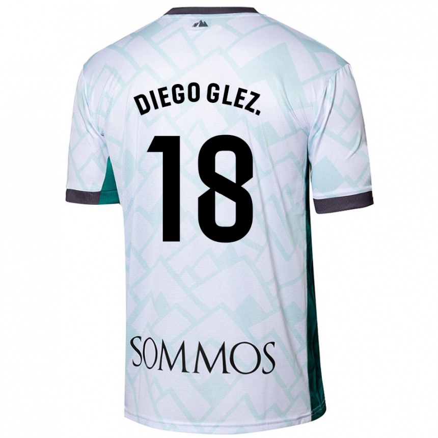 Niño Fútbol Camiseta Diego González #18 Blanco Verde 2ª Equipación 2024/25