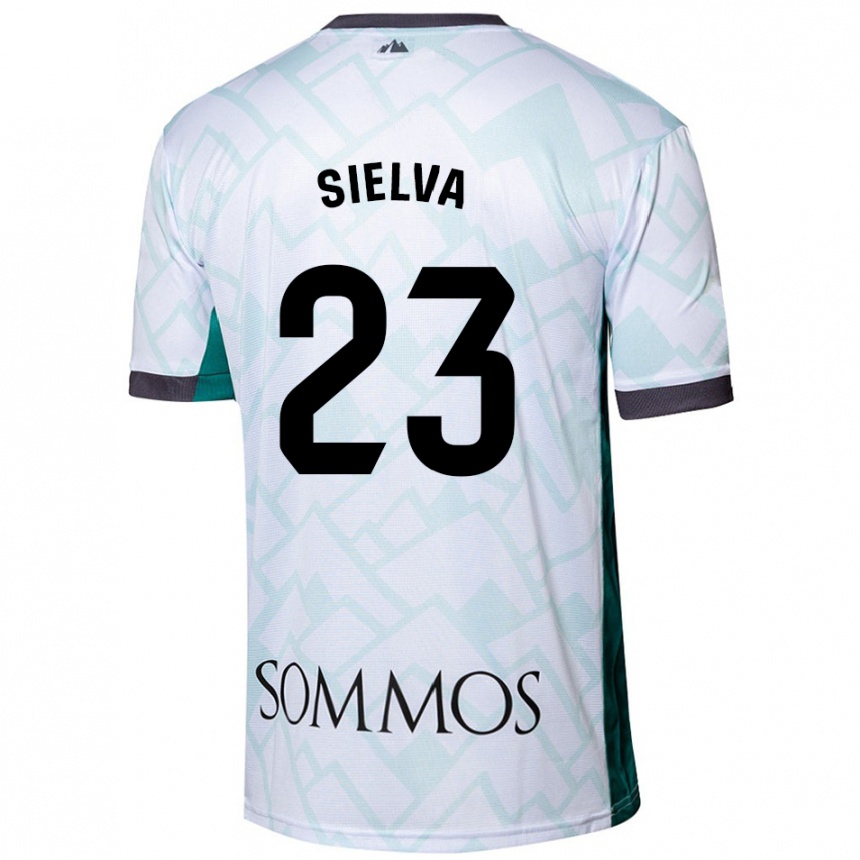 Niño Fútbol Camiseta Óscar Sielva #23 Blanco Verde 2ª Equipación 2024/25