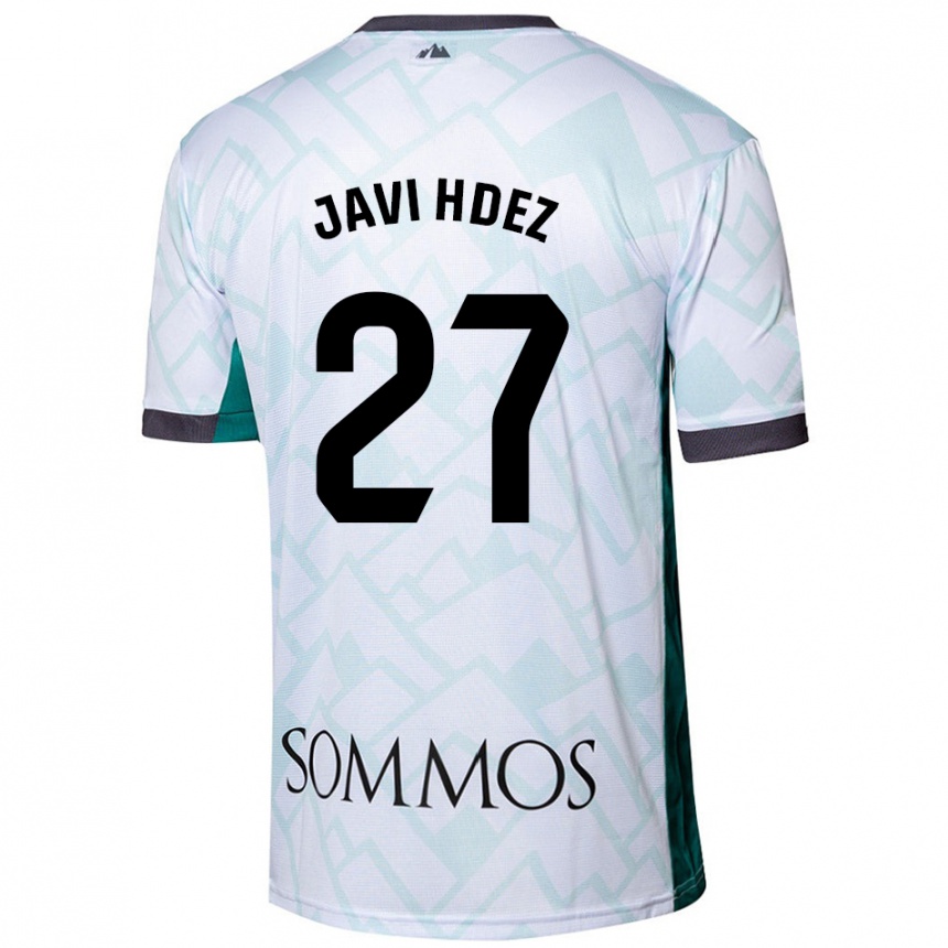 Niño Fútbol Camiseta Javi Hernández #27 Blanco Verde 2ª Equipación 2024/25