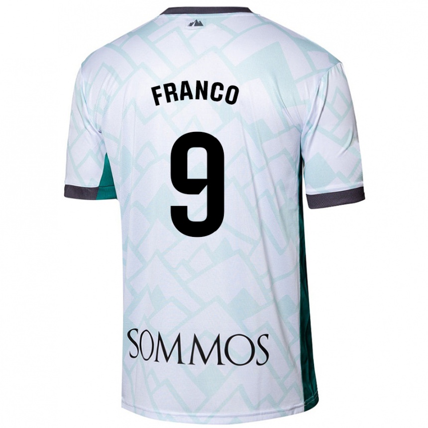 Niño Fútbol Camiseta Santi Franco #9 Blanco Verde 2ª Equipación 2024/25