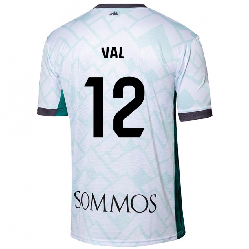 Niño Fútbol Camiseta Ángel Val #12 Blanco Verde 2ª Equipación 2024/25