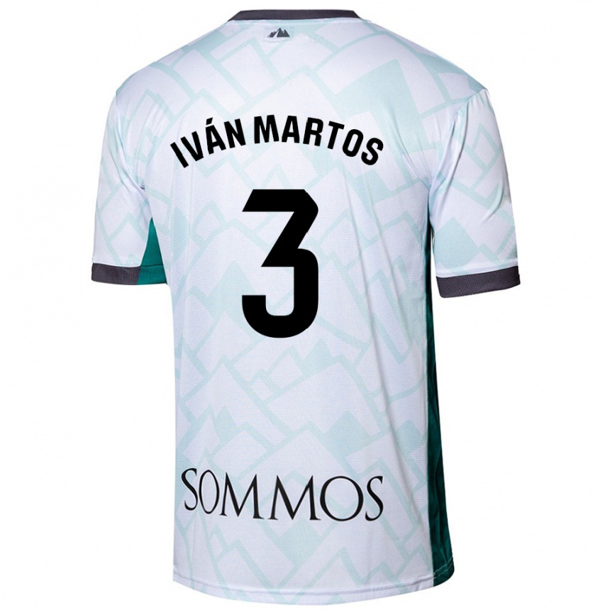 Niño Fútbol Camiseta Iván Martos #3 Blanco Verde 2ª Equipación 2024/25