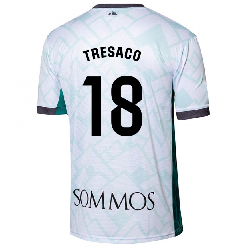 Niño Fútbol Camiseta Rafa Tresaco #18 Blanco Verde 2ª Equipación 2024/25