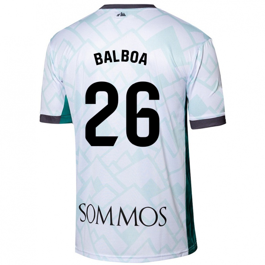 Niño Fútbol Camiseta Álex Balboa #26 Blanco Verde 2ª Equipación 2024/25