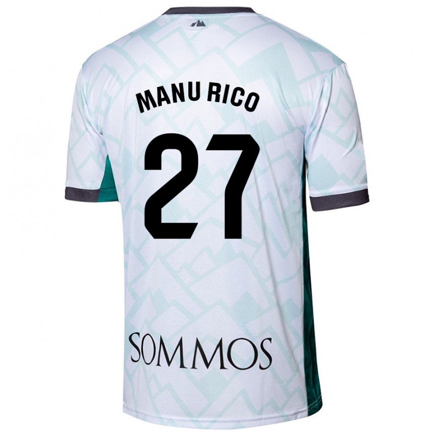 Niño Fútbol Camiseta Manu Rico #27 Blanco Verde 2ª Equipación 2024/25