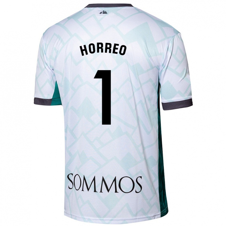 Niño Fútbol Camiseta Berto Hórreo #1 Blanco Verde 2ª Equipación 2024/25