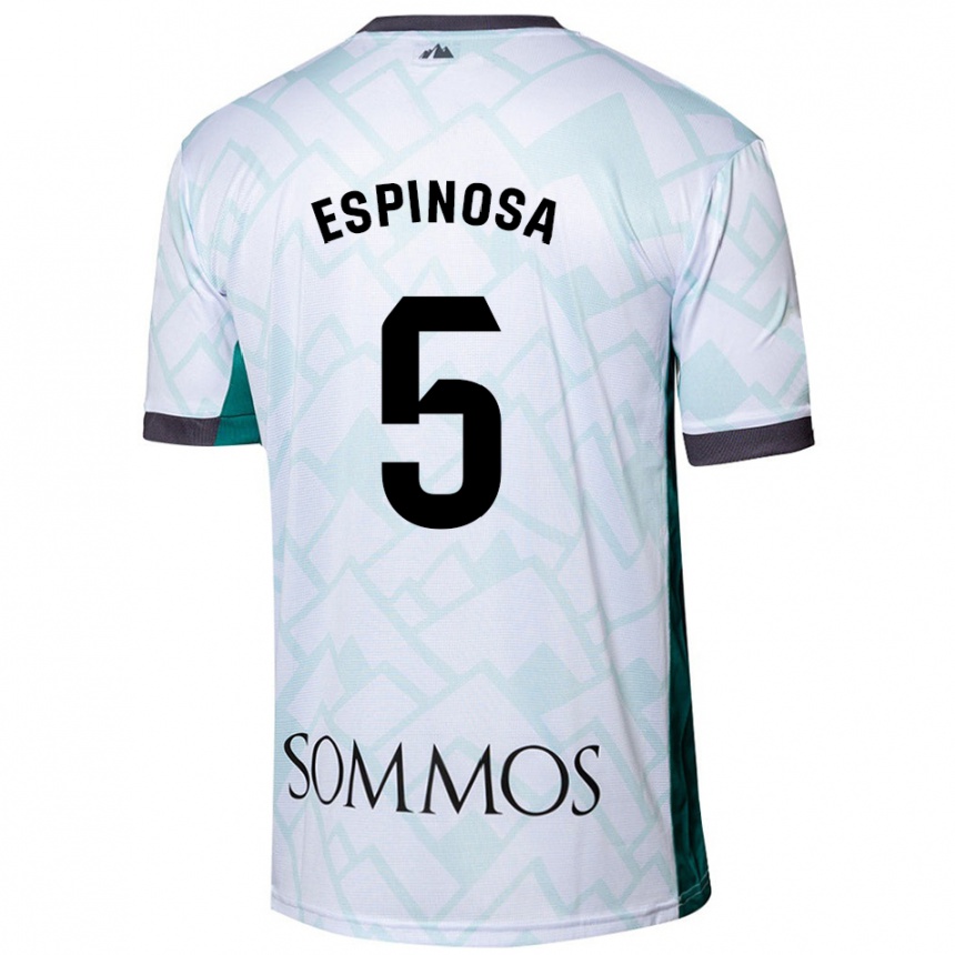 Niño Fútbol Camiseta Diego Espinosa #5 Blanco Verde 2ª Equipación 2024/25