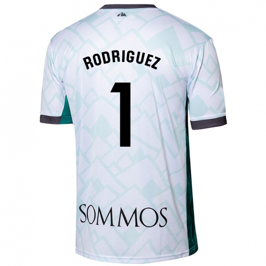 Niño Fútbol Camiseta Nuria Rodríguez #1 Blanco Verde 2ª Equipación 2024/25