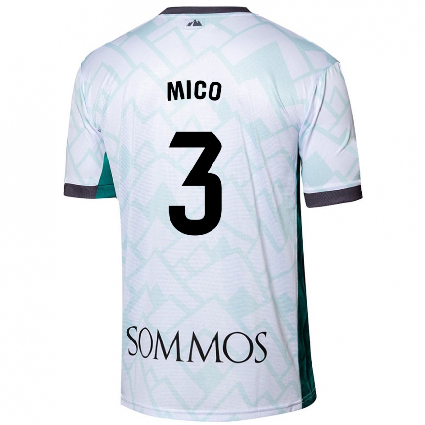 Niño Fútbol Camiseta Sara Micó #3 Blanco Verde 2ª Equipación 2024/25