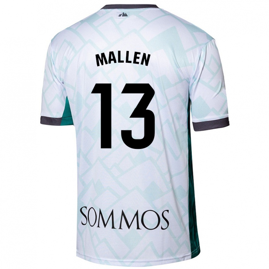 Niño Fútbol Camiseta Lucía Mallén #13 Blanco Verde 2ª Equipación 2024/25