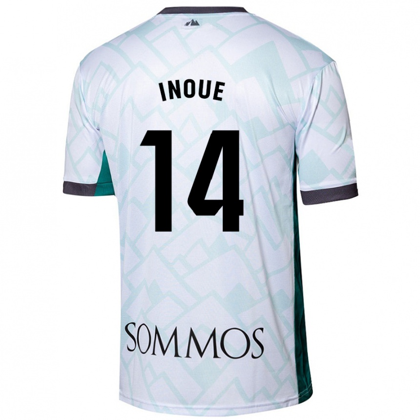 Niño Fútbol Camiseta Moe Inoue #14 Blanco Verde 2ª Equipación 2024/25