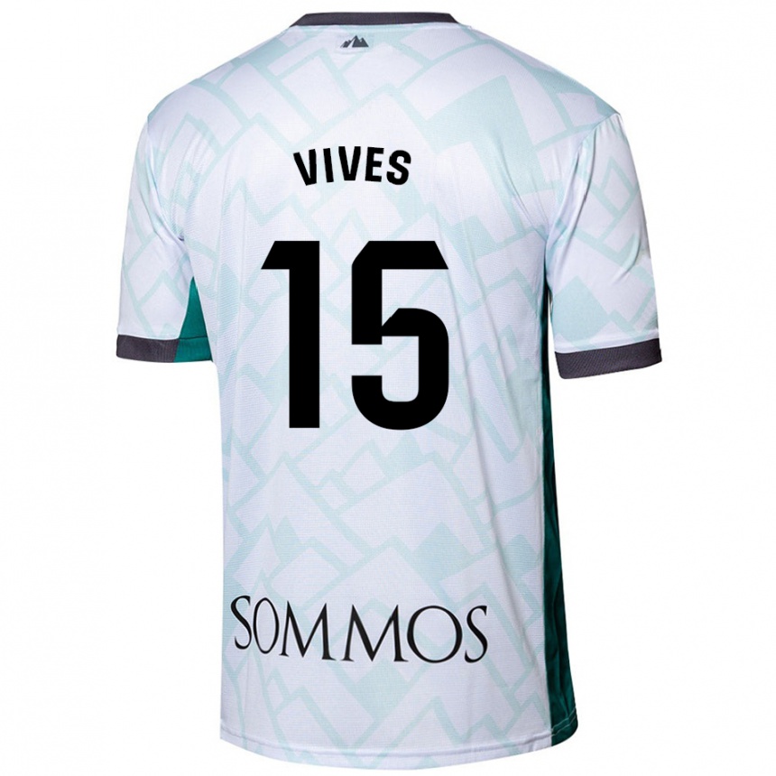 Niño Fútbol Camiseta Helena Vives #15 Blanco Verde 2ª Equipación 2024/25