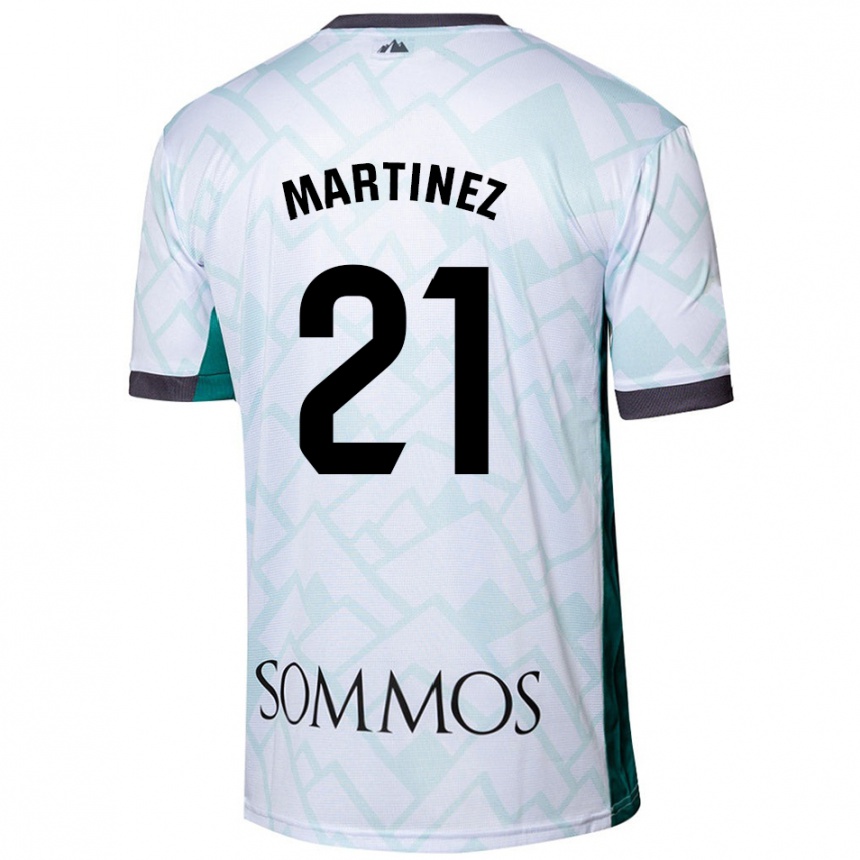 Niño Fútbol Camiseta Alejandra Martínez #21 Blanco Verde 2ª Equipación 2024/25