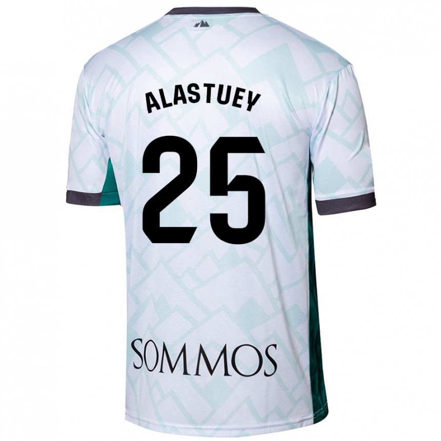 Niño Fútbol Camiseta Martina Alastuey #25 Blanco Verde 2ª Equipación 2024/25