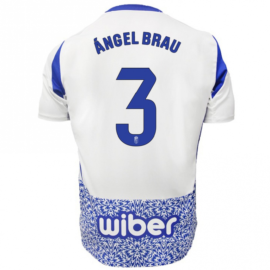 Niño Fútbol Camiseta Miguel Ángel Brau #3 Blanco Azul 2ª Equipación 2024/25