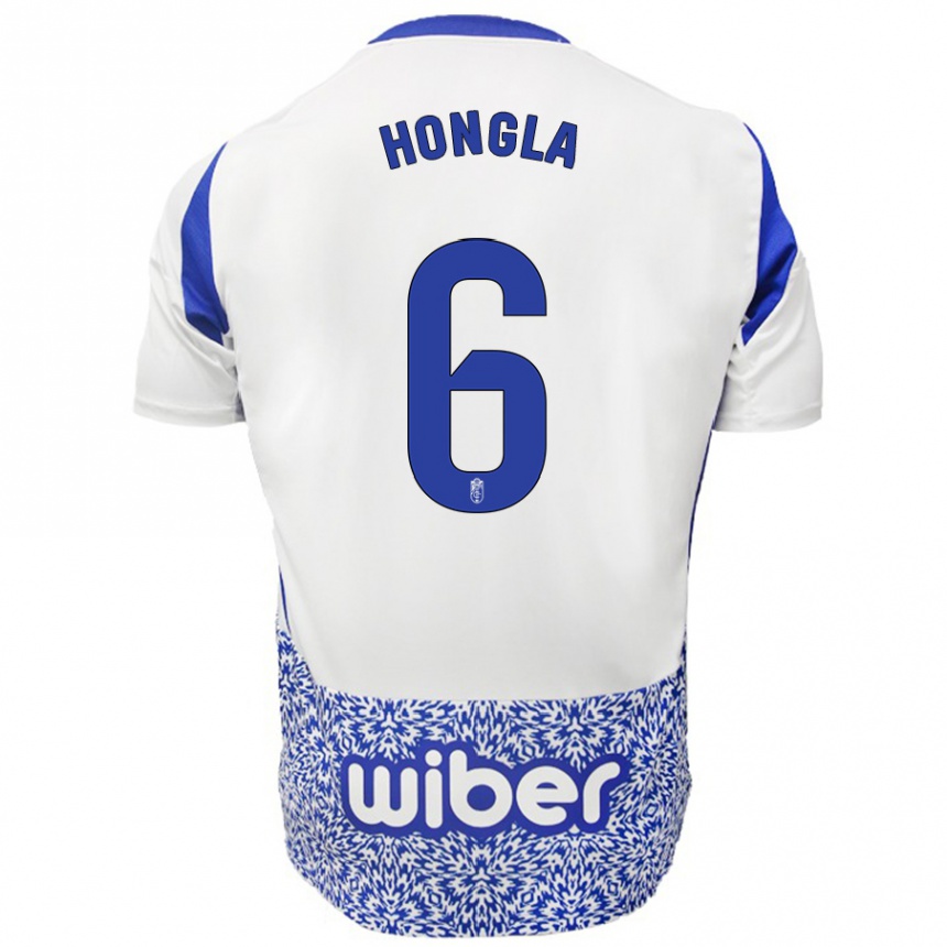 Niño Fútbol Camiseta Martin Hongla #6 Blanco Azul 2ª Equipación 2024/25