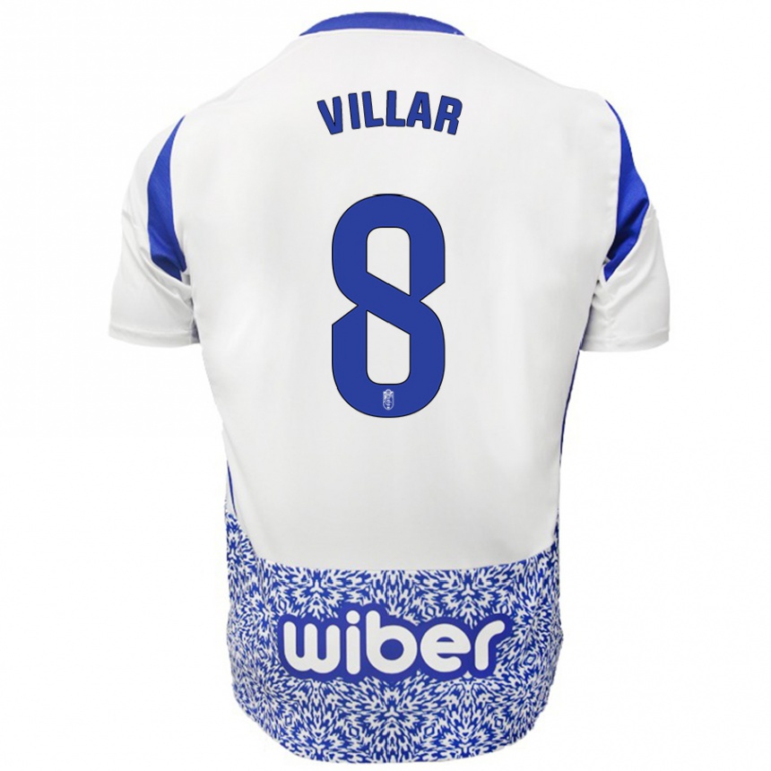 Niño Fútbol Camiseta Gonzalo Villar #8 Blanco Azul 2ª Equipación 2024/25