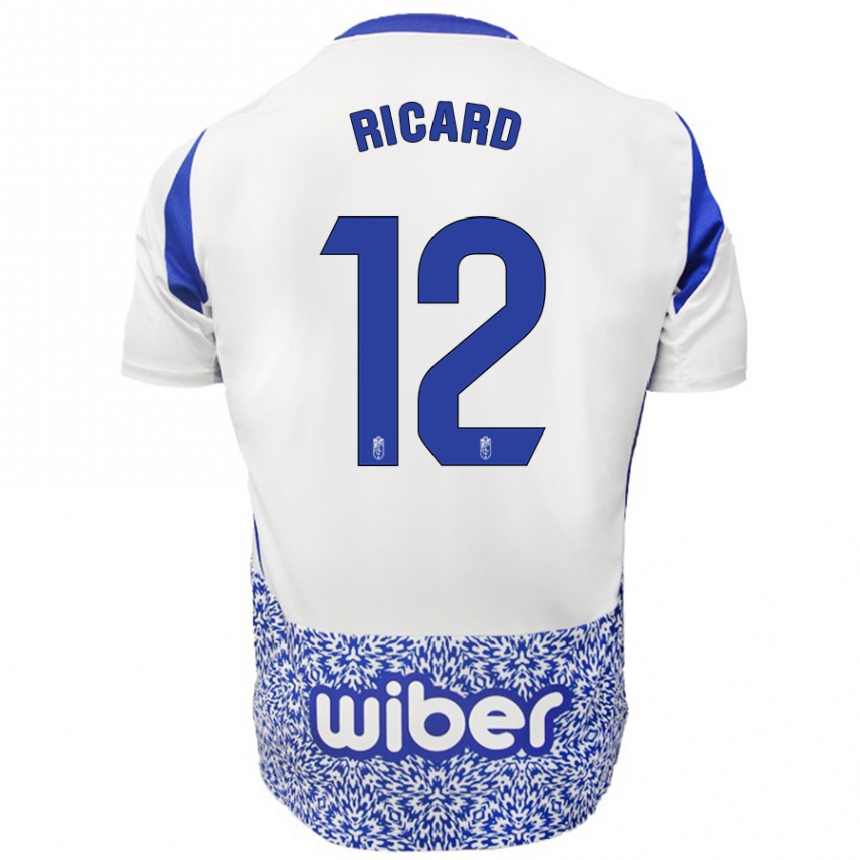 Niño Fútbol Camiseta Ricard Sanchez #12 Blanco Azul 2ª Equipación 2024/25