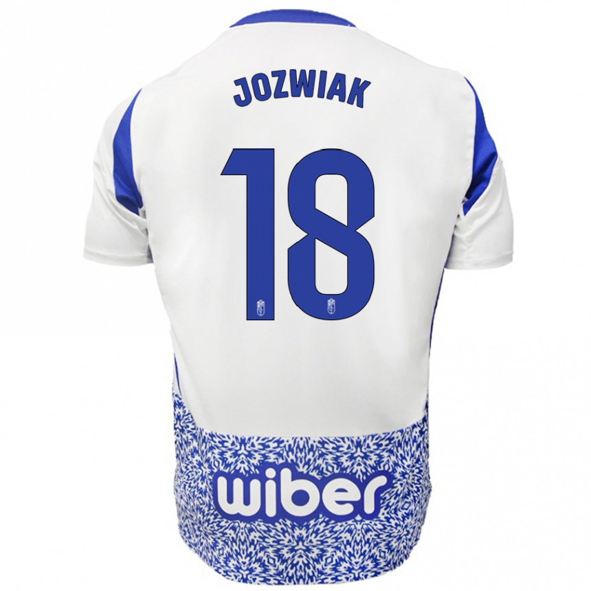 Niño Fútbol Camiseta Kamil Józwiak #18 Blanco Azul 2ª Equipación 2024/25